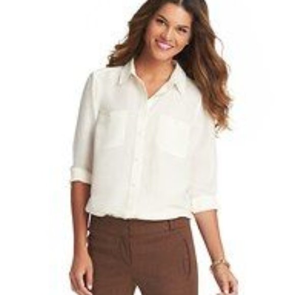 LOFT Tops - LOFT PATCH POCKET BUTTON FRONT BLOUSE